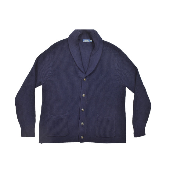 Polo Ralph Lauren Men's Cable Knit Cardigan Sweater - Navy Blue, Size XXL V-Neck - Picture 1 of 8